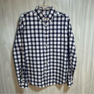 Merona Men’s Blue And White Long Sleeve Button Front Shirt Size Medium